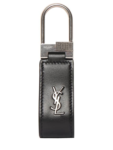 Schlüsselanhänger YSL aus Leder in Schwarz 